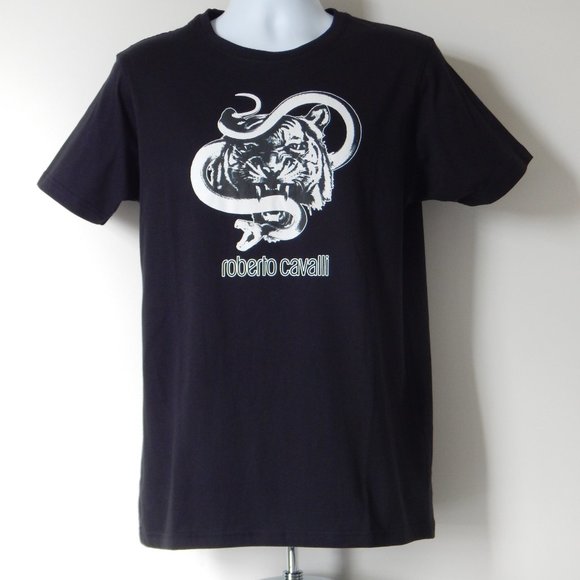 NWT Men's ROBERTO CAVALLI STRIKING TIGER GRAPHIC T Shirt Authentic - Picture 1 of 3
